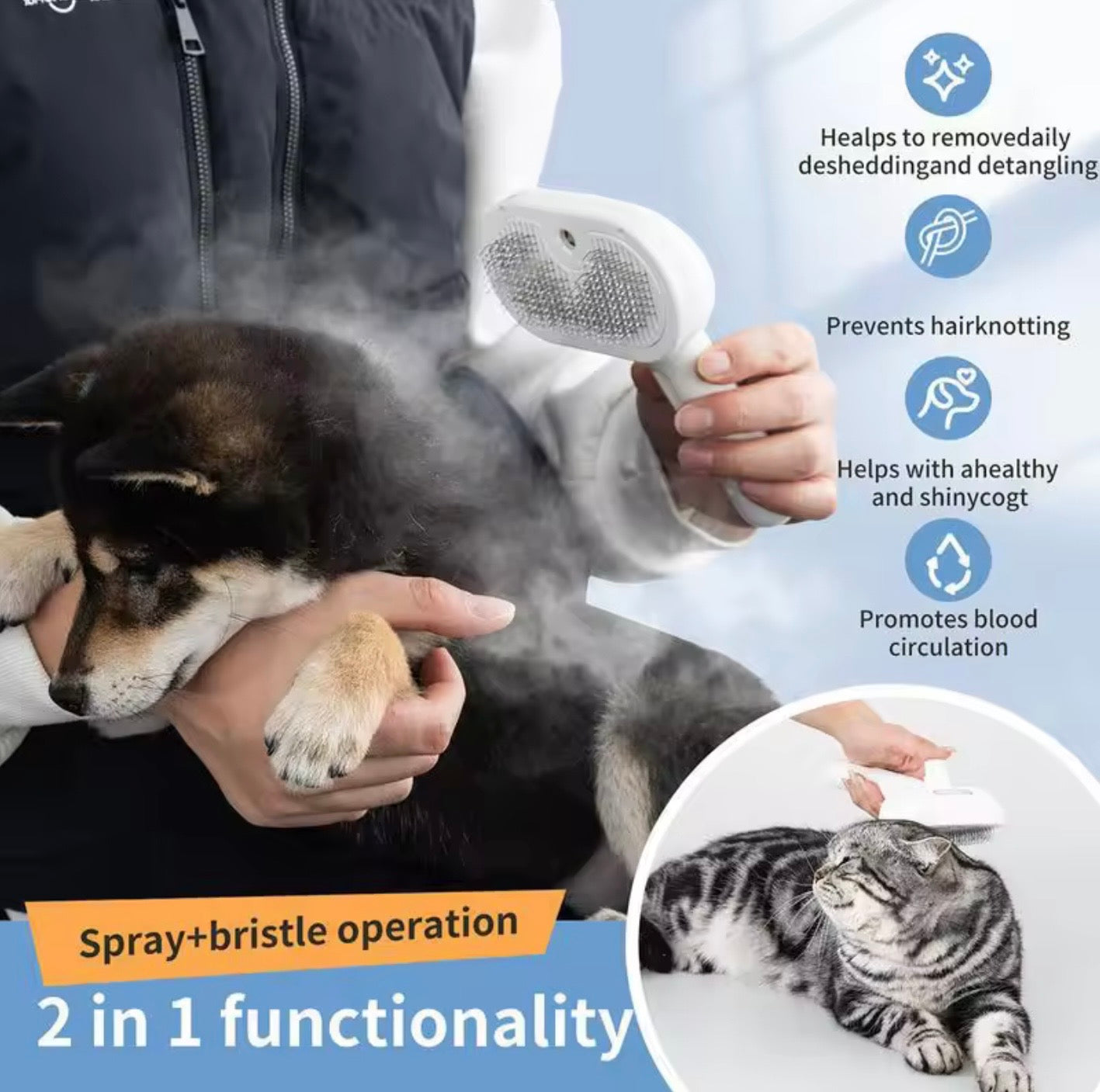 Dog & Cat Steam Grooming Brush